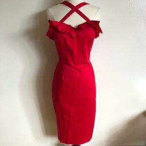Collectif Red Cha Cha rockabilly Wiggle Dress 💋